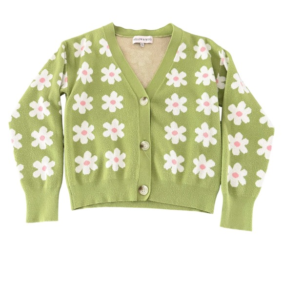 Willow & Wind Sweaters - Willow & Wind Daisy Button Front Cardigan Sweater M Novelty Dopamine Dressing